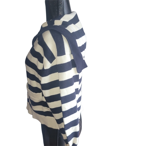 Zara Navy And White Striped Sailor Flap Collar Sweater XS - Picture 4 of 6